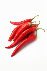Red chili peppers laying on white background