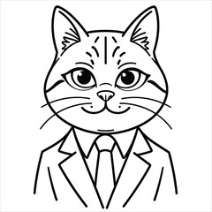 Obraz premium Dapper feline friend in formal attire. Vector illustration for coloring book 
