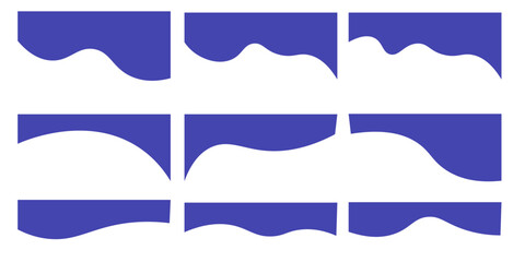 Collection of dividers shape templates. Modern separator header for website and app. Curve lines, wave collection of abstract design element for top and bottom page web site.