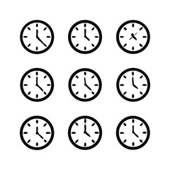 Clocks icons Silhouette style vector Design.