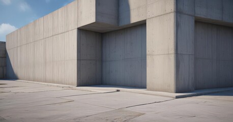 Photorealistic blueprint on concrete, building design template,  modern,  line,  image