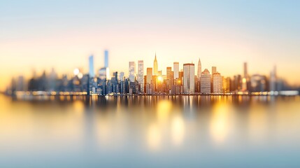 Obraz premium City skyline at sunrise with blurred effect