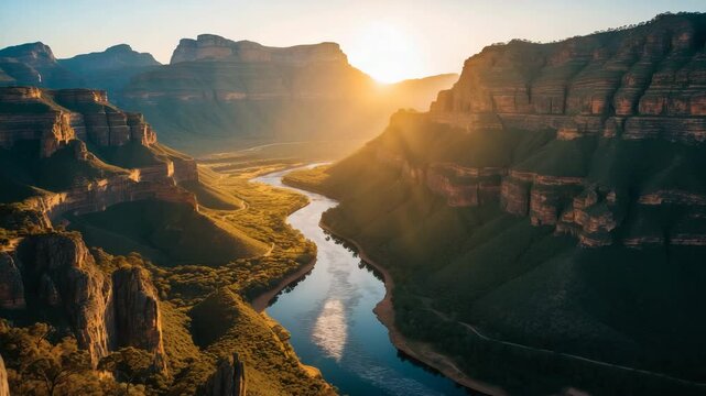 Morning rays of sunlight surround the Canyon.