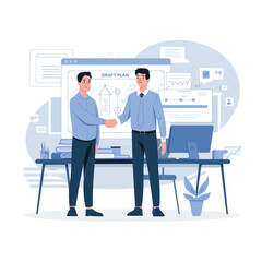 businessman shaking hands and cooperation design on office background