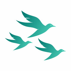 Simple Flying Bird Silhouette Vector Icon with White Backdrop.