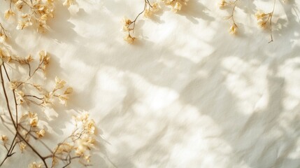 dried flowers on beige fabric background