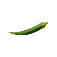 Fresh Green Lady Finger Okra PNG Isolated on Transparent Background