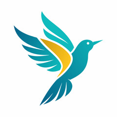 High-Contrast Flying Bird Icon Black Silhouette on White,