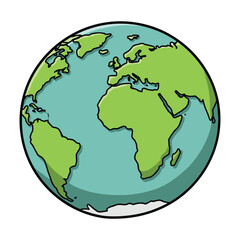 Cartoon vector globe with green continents
