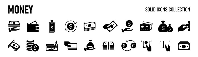 Money and payment icons. Cash, Wallet and Coins. Account cashback classic icon set. Quality set. Vector