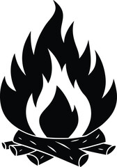 campfire with flames on white background 