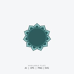 Abstract Teal Floral Design Element, Geometric Aqua Green Symbol for Wellness and Beauty Branding, Modern Circular Shape with Organic Petal Pattern