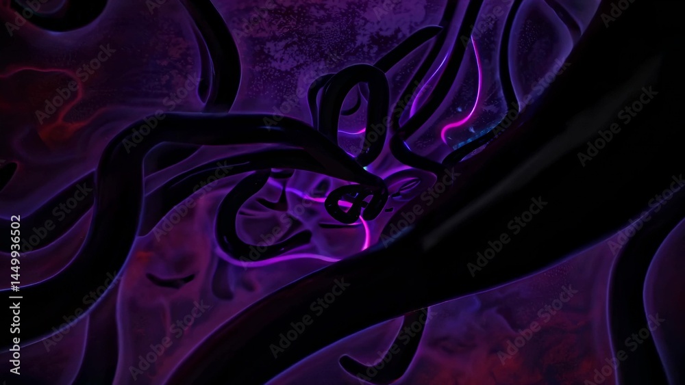 Canvas Prints abstract purple and pink neon lights intertwining and glowing, creating a futuristic design with a d