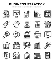 Vector Business Strategy types icon set in Lineal style. vector illustration.