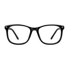 Fototapeta premium Black rectangular eyeglasses with clear lenses isolated on white transparent background