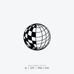 Retro Disco Ball Vector Logo for Party and Nightlife Events, Sparkling Mirror Ball Illustration for Music and Dance Club Branding, Vibrant Disco Sphere Graphic Element for Fun Celebrations and Enterta