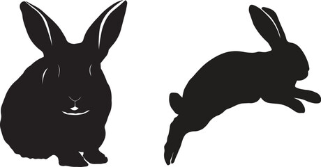 rabbit illustration vector silhouette  set