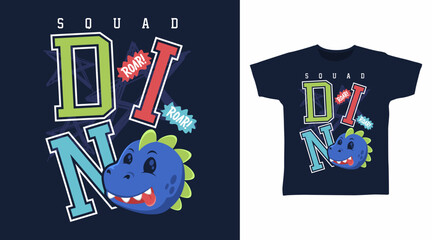 Squad dino typography hand drawn vector, ready for print on t shirt and other uses