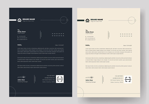 Corporate Letterhead Template Black and White Version