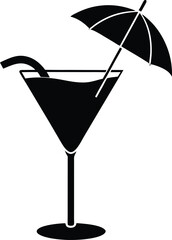 cocktail glass with umbrella on white background  .eps