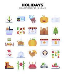 Holidays. Collection of 25 Festive Icons