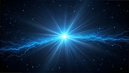 Fototapeta premium A mesmerizing burst of radiant blue light illuminates the darkness of space, suggesting an unknown, breathtaking universe. This image is ready to inspire awe and wonder.