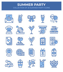 Summer Party Icons. A Collection of 25 Summer Party Theme Icons
