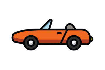 Orange Convertible Car Icon Illustration