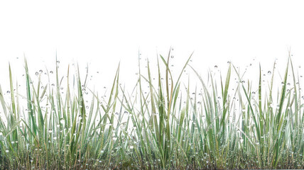 Obraz premium Realistic Dew-Covered Grass Isolated on White Transparent Background