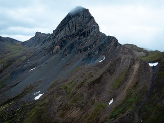 Landcape of foggy high altitude mountains