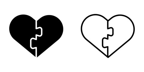 Two halves of the heart icon on white background