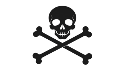 Crossbones and skull vector icon isolated on solid white