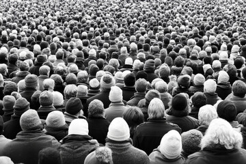 Strong individual stands out amidst a vast crowd showcasing self-sufficiency and resilience