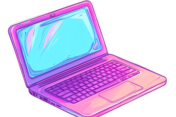 a pink and blue laptop