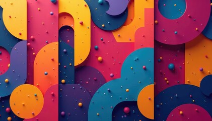 Abstract geometric shapes repeat in vibrant colors , line, minimalist