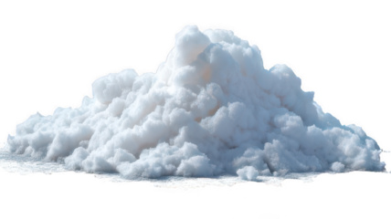 Realistic Pile of Fluffy Snow Isolated on White Transparent Background
