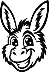 Donkey or horse head logo icon vector illustration, Donkey or horse head silhouette vector art, Donkey or horse head line art vector design