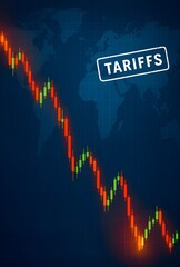 stock market graph on digital background with Tariff stamp
