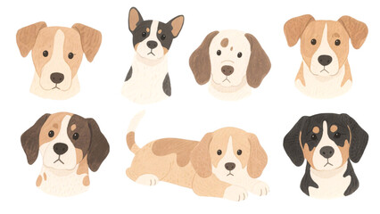 Adorable Dog Portraits Collection of Cute Canine Illustrations