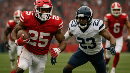 Intense football game action