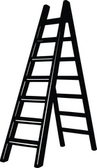 ladder leaning upright on white background