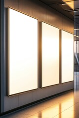 Blank advertising displays on a modern building