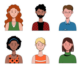 Set of Diverse Flat Avatars Cartoon Vector Characters Collection