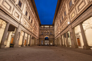 Florence - The Uffizi gallery at dusk. 