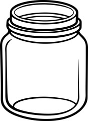 glass mason jar outline vector illustration line art coloring book page