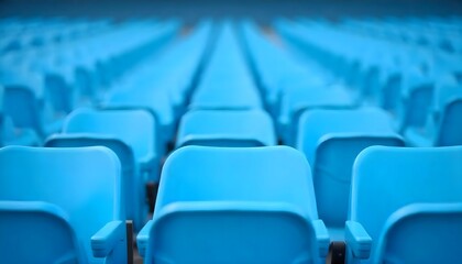 Obraz premium Blue Plastic Seats in Empty Sports Stadium