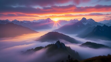 Sunrise over the mountains beauty.