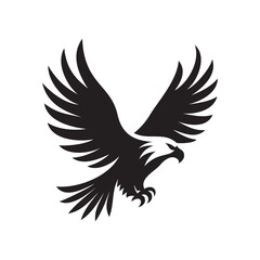 flying eagle silhouette monochrome logo design vector illustration on white background