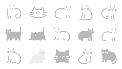Collection of Cute Minimalist Cat Illustrations Simple Line Art Designs