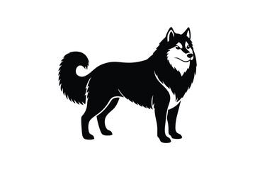 Silhouette art illustration of an Alaskan Malamute.eps